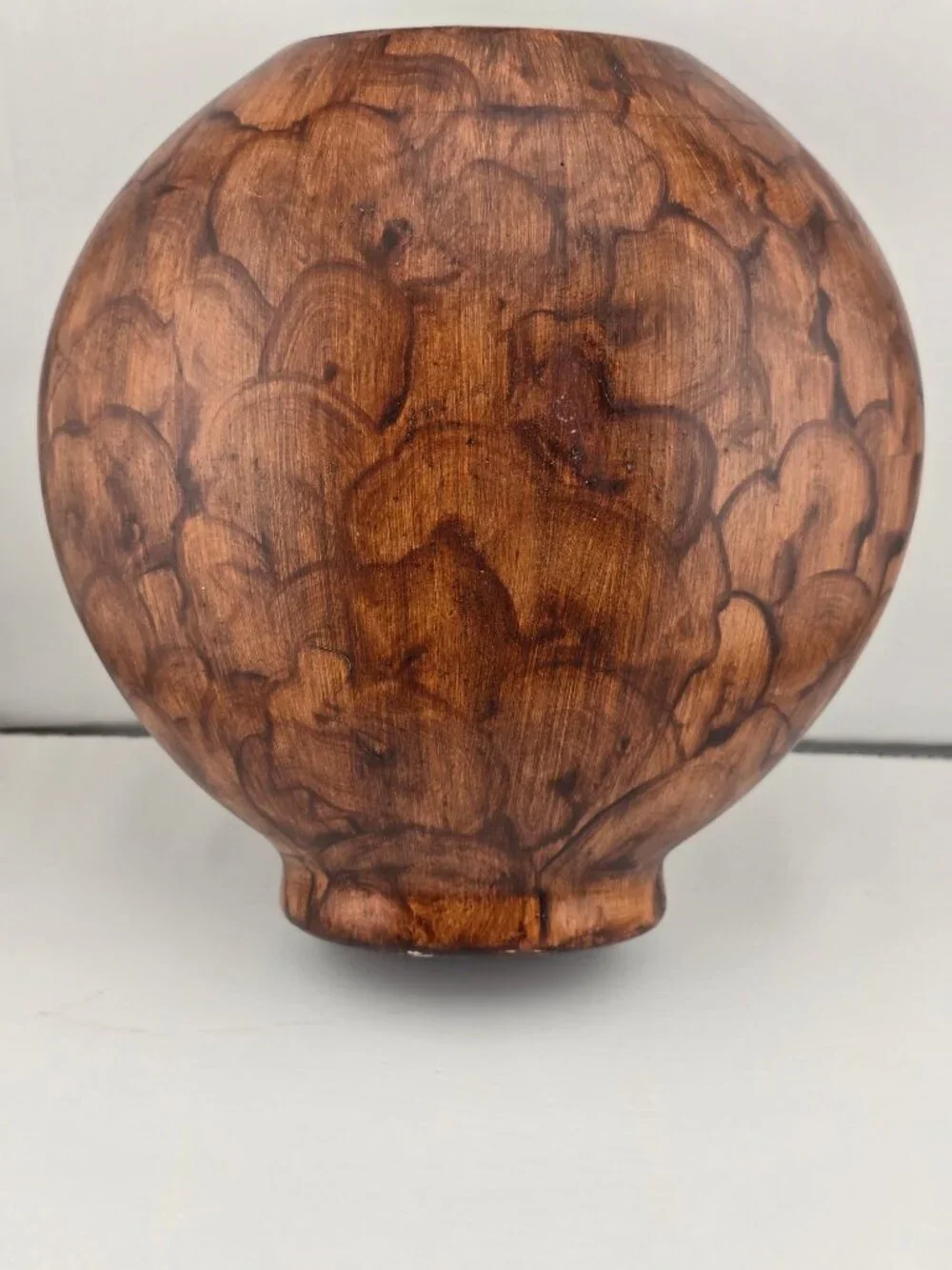 Handcrafted Wooden Floral-Patterned Vase With Natural Finish 8